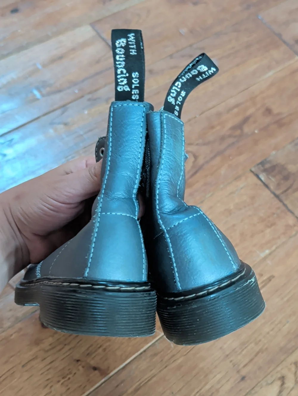 Dr. Martens 1460 Pascal J Silver Lace-Up Combat Boots with Side Zippers